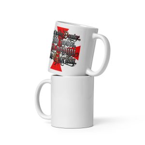 Taza Templarios "Non Nobis Domine" blanca brillante
